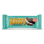 BioTechUSA Crispy Protein Bar – Knuspriger Proteinriegel mit Kakaogeschmack, unten mit weißer Kuvertüre überzogen, mit Milchprotein-Extrudat, Keksstücken, Zucker und Süßungsmitteln, glutenfrei.