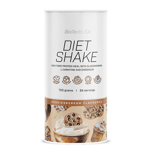 BioTechUSA Diet Shake ballaststoffreiches Eiweißgetränkepulver mit niedrigem Fettgehalt, mit Super-Lebensmitteln, frei von Palmöl.