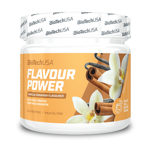 BioTechUSA Flavour Power ist ein in 5 verschiedenen Geschmacksrichtungen erhältliches Aromapulver, ohne Palmöl, Gluten.