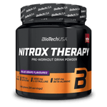 BioTechUSA Nitrox Therapy Pre-Training-Getränkepulver, mit Zucker und Süßungsmittel, Aminosäuren, Vitaminen und Mineralstoffen sowie 200 mg Koffein in einer Tagesration.