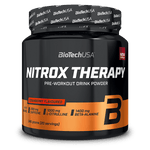 BioTechUSA Nitrox Therapy Pre-Training-Getränkepulver, mit Zucker und Süßungsmittel, Aminosäuren, Vitaminen und Mineralstoffen sowie 200 mg Koffein in einer Tagesration.