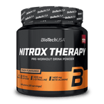 BioTechUSA Nitrox Therapy Pre-Training-Getränkepulver, mit Zucker und Süßungsmittel, Aminosäuren, Vitaminen und Mineralstoffen sowie 200 mg Koffein in einer Tagesration.