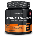 BioTechUSA Nitrox Therapy Pre-Training-Getränkepulver, mit Zucker und Süßungsmittel, Aminosäuren, Vitaminen und Mineralstoffen sowie 200 mg Koffein in einer Tagesration.